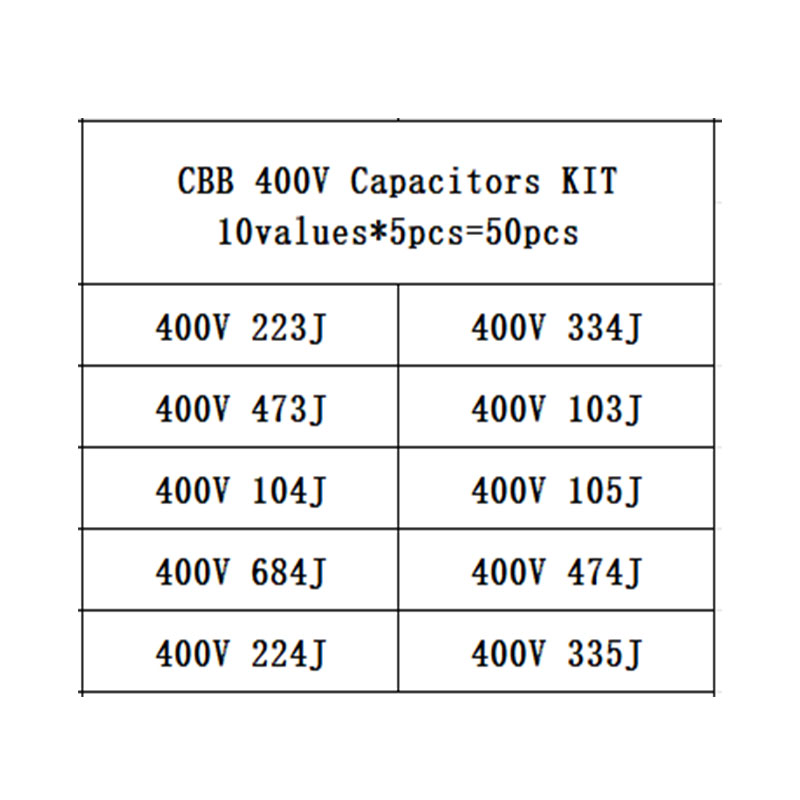10 wartości * 5 SZTUK = 50 SZT – Capacitor Kit Assortment recenzja i cena